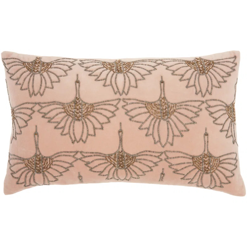Mina Victory 12" X 20" Ivory Cotton Throw Pillow