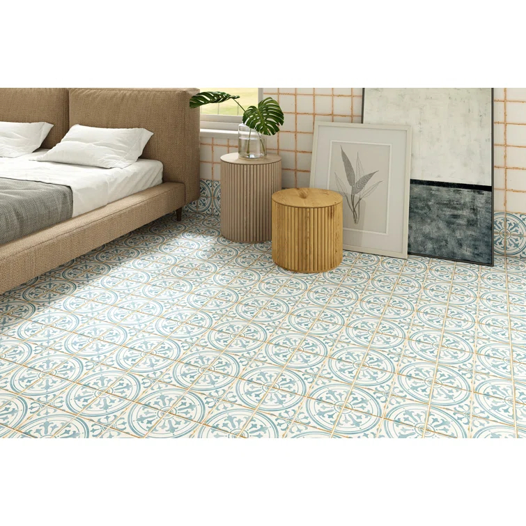 Bedrosians Casablanca 5" x 5" Ceramic Patterned Floor Use Tile (Set of 32)