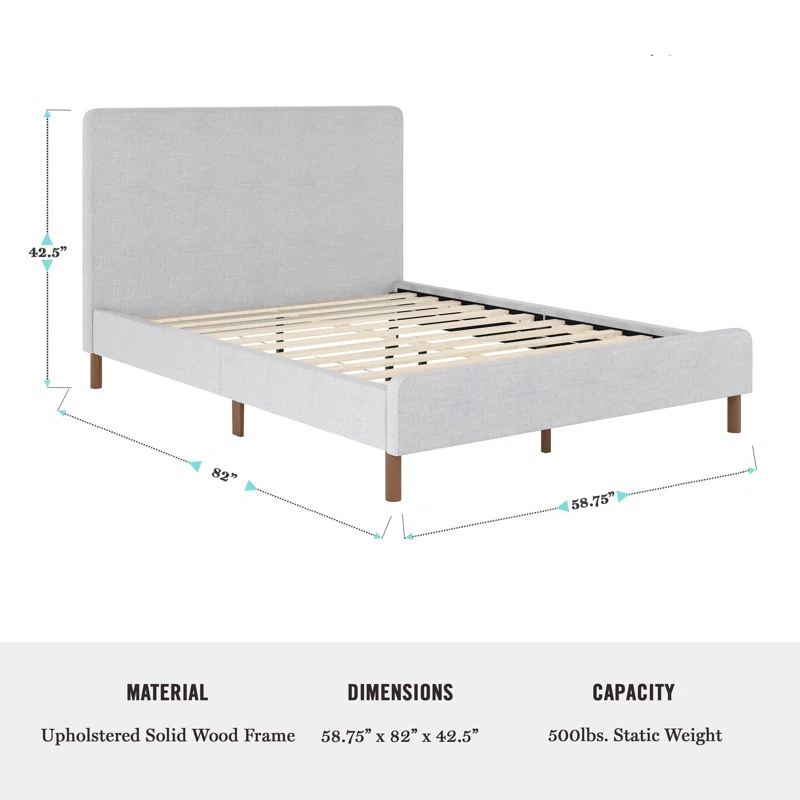 Martha Stewart Martha Stewart Britta Upholstered Platform Bed With Piped Detail Headboard
