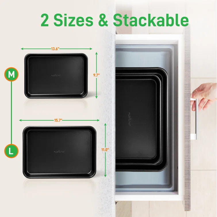 NutriChef NutriChef Non-Stick Steel 2 Piece Baking Sheet Set