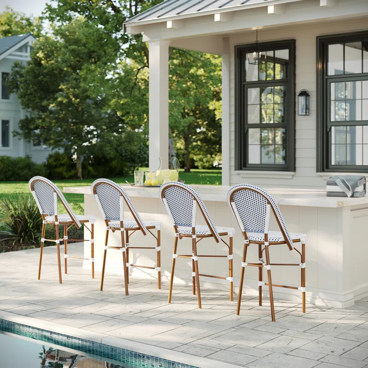 Martha Stewart Martha Stewart Lily Pond All-Weather Stackable Patio Bistro Counter Stools (Set of 2)