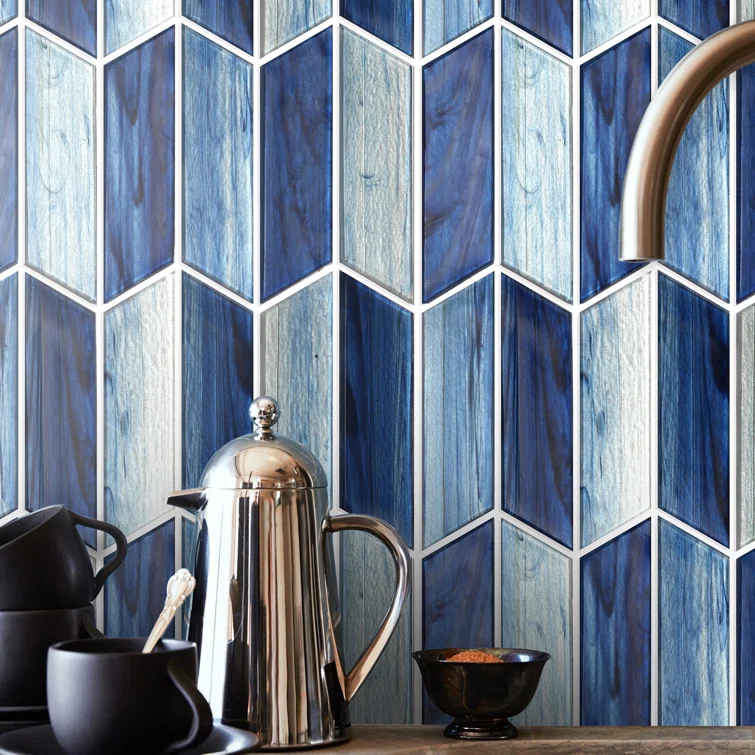 Bond Tile Tara Chevron 11.73 in. x 11.74 in. Molten Glass Mosaic Wall Tile (0.96 Sq. Ft. / Sheet)
