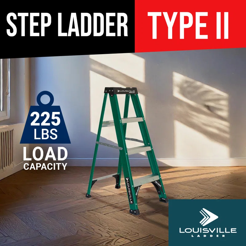 Louisville Ladder 4 ft. Fiberglass Step Ladder with 225 lbs. Load Capacity Type 2 Duty Rating