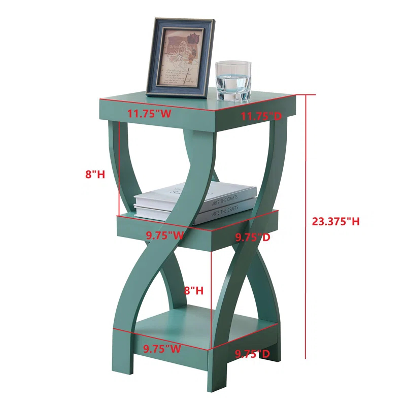 Lark Manor™ Aurianne 3 Tier End Table - Square End Table - Table for Bedroom - End Table with Shelves - Bedside Nightstand - Wooden Table Night Stand - 3 Shelf Small Bookshelf