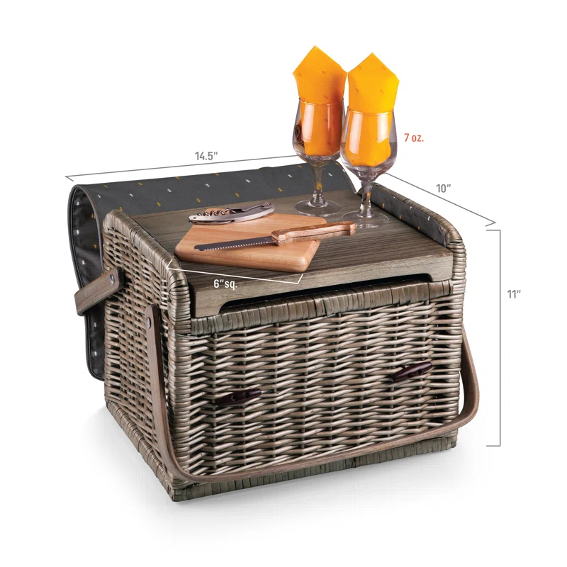 Picnic Time Kabrio Wine & Cheese Picnic Basket with Picnic Set 2