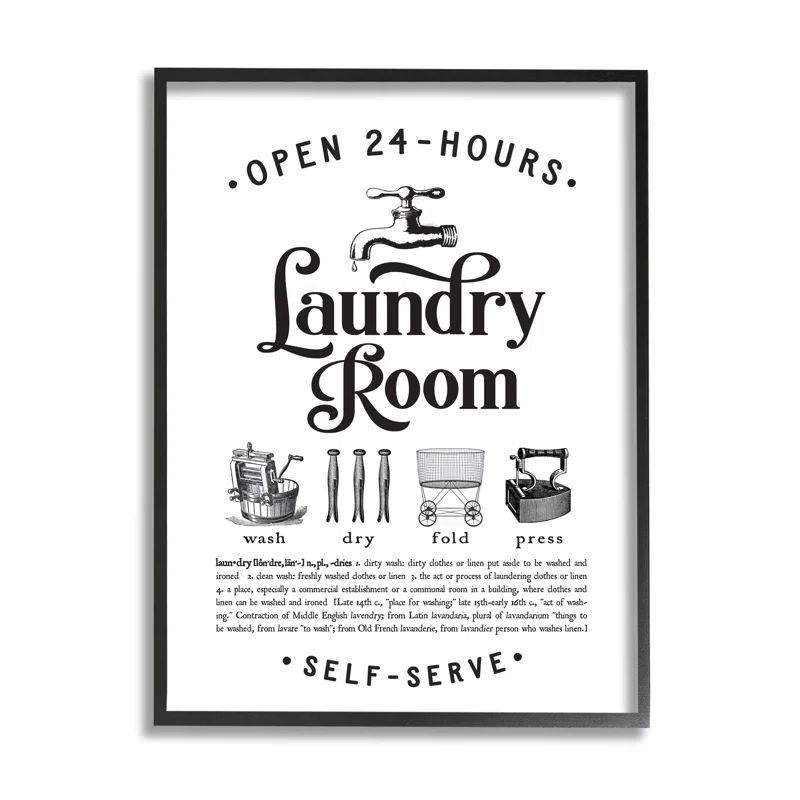 Stupell Industries " Vintage Laundry Room Definition Wash Dry Fold " by Lettered And Lined