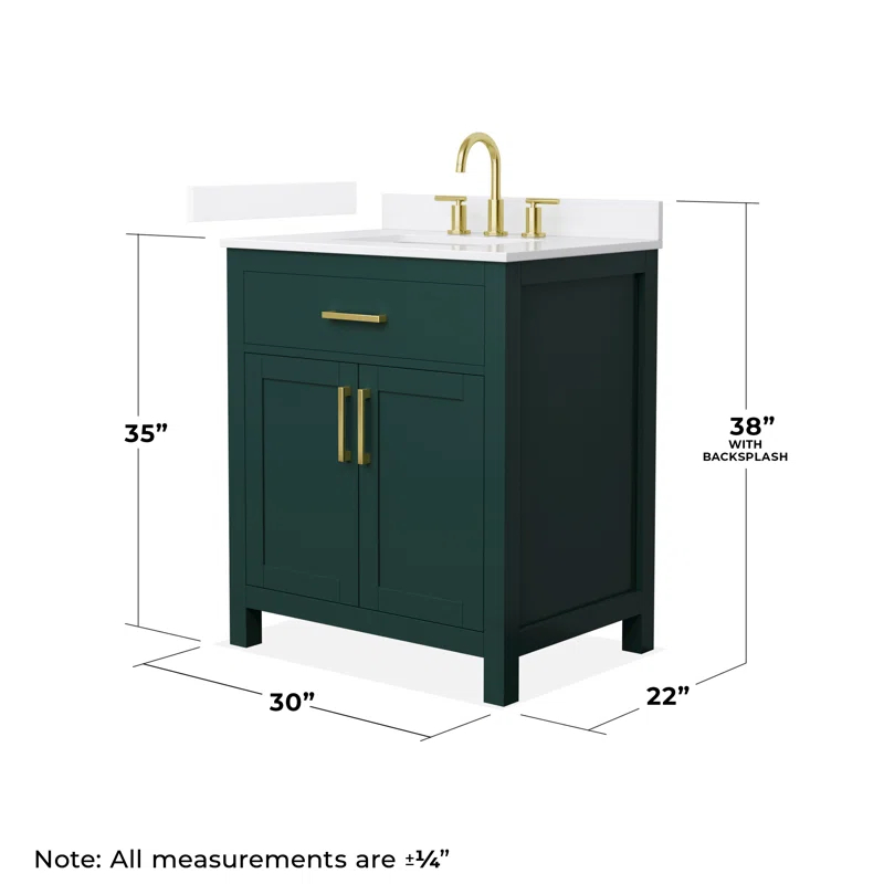 Wyndham Collection Beckett 30" Freestanding Single Bathroom Vanity with Quartz Top