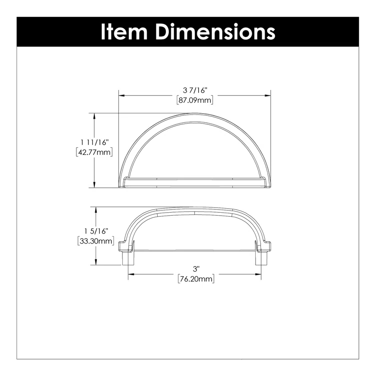 Hickory Hardware Williamsburg Kitchen Cabinet Handles, Solid Core Drawer Pulls for Cabinet Doors, 3"