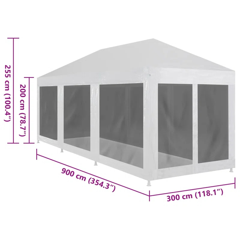 vidaXL 29.5 Ft. W x 9.8 Ft. D Steel Party Tent with 4 Mesh Sidewalls