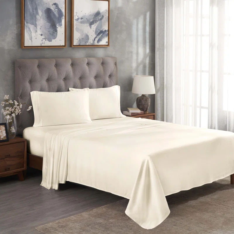 Superior Modal From Beechwood 300 Thread Count Lightweight Cooling Solid Deep Pocket Bed Sheet Set