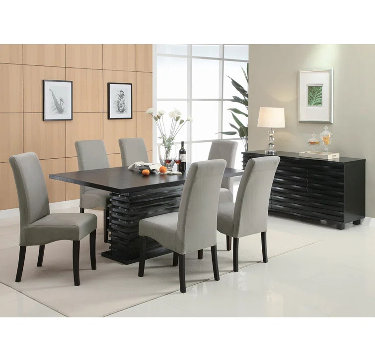 Lark Manor™ Damian Rectangle Pedestal Dining Table Black
