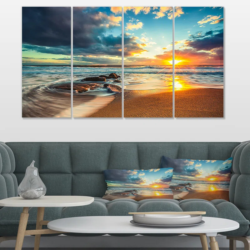 Design Art " Beautiful Cloudscape Over The Sea " 4 - Pieces
