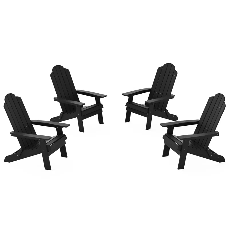 Highland Dunes Outdoor Plastic Folding Adirondack Chair For All Weather (Set Of 4) (Set of 4)