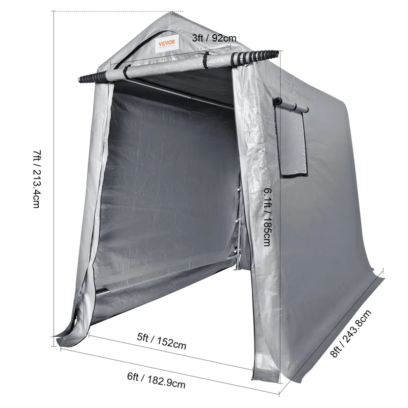 VEVOR Heavy Duty Waterproof 6 ft. W x 8 ft. D Polyethylene Portable Storage Shed | Wayfair