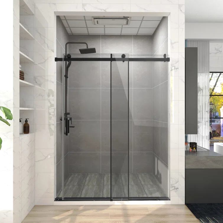 HHK HOME 60'' W 76'' H Frameless Rectangle Shower Enclosure HHKSS05-MB-6076