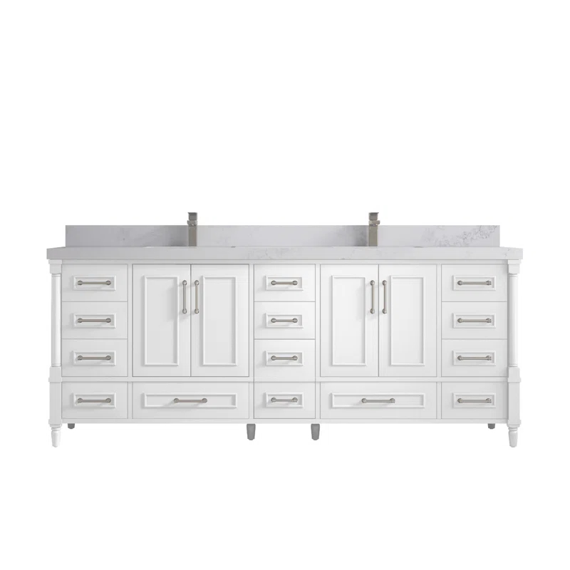 Willow Collections Aberdeen 84'' Double Bathroom Vanity with Quartz Top