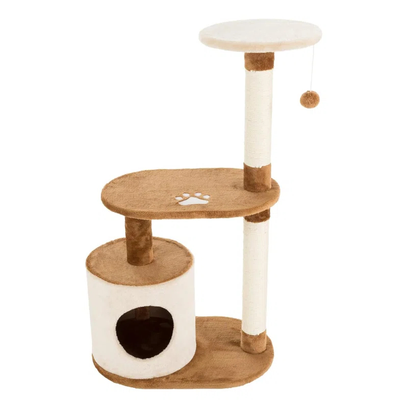 Petmaker PETMAKER 3-Tier Cat Tree - 2 Napping Perches, Kitten Condo, 2 Sisal Rope Scratching Posts, and Hanging Toy - Tower for Indoor Kitties (Brow