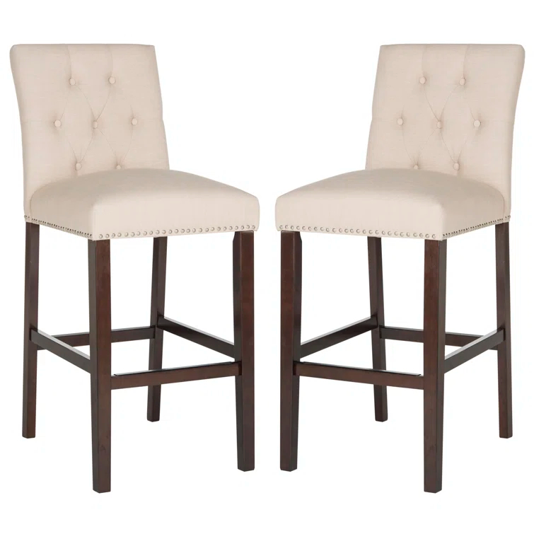 Gracie Oaks McLoud Upholstered Counter Stool with Solid Wood Frame (Set of 2)