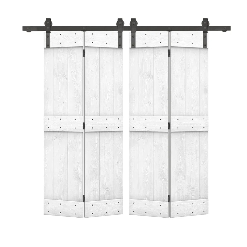 Calhome 84'' Solid Wood Barn Doors Painted Bi-Fold Door