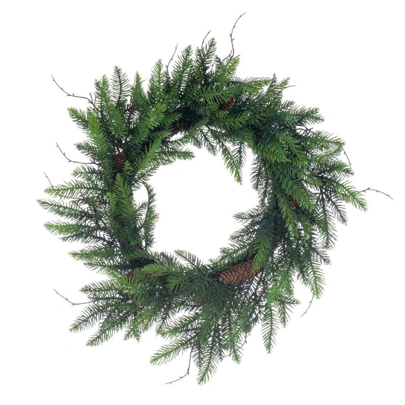 Ophelia & Co. Ophelia & Co. 24" Green Green Cedar Pinecone Wreath. Features a grapevine base.