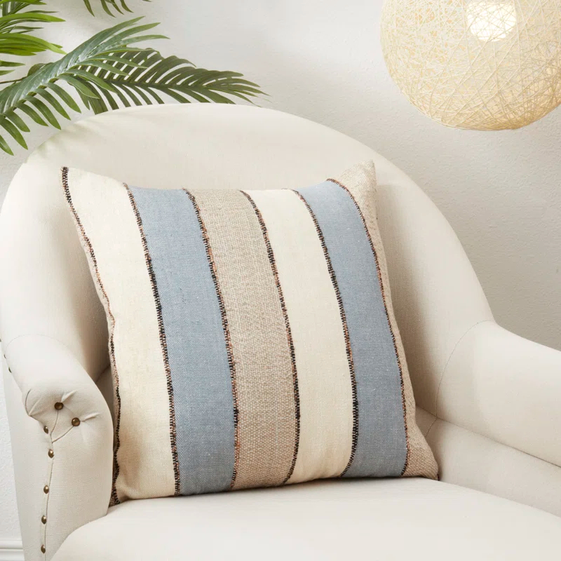 Reine Collection Striped Cotton Pillow Cover