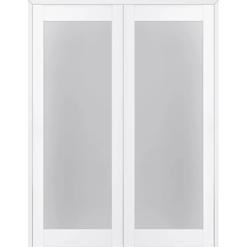 Palladio 207 Manufactured Wood and Full Lite Frosted Glass Composite Double Prehung French Door
