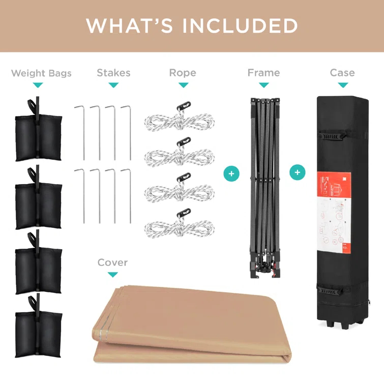 Best Choice Products Best Choice Products Easy Setup Pop Up Canopy W/ 1-Button Setup, Wheeled Case, 4 Weight Bags