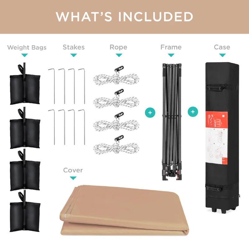 Best Choice Products Best Choice Products Easy Setup Pop Up Canopy W/ 1-Button Setup, Wheeled Case, 4 Weight Bags