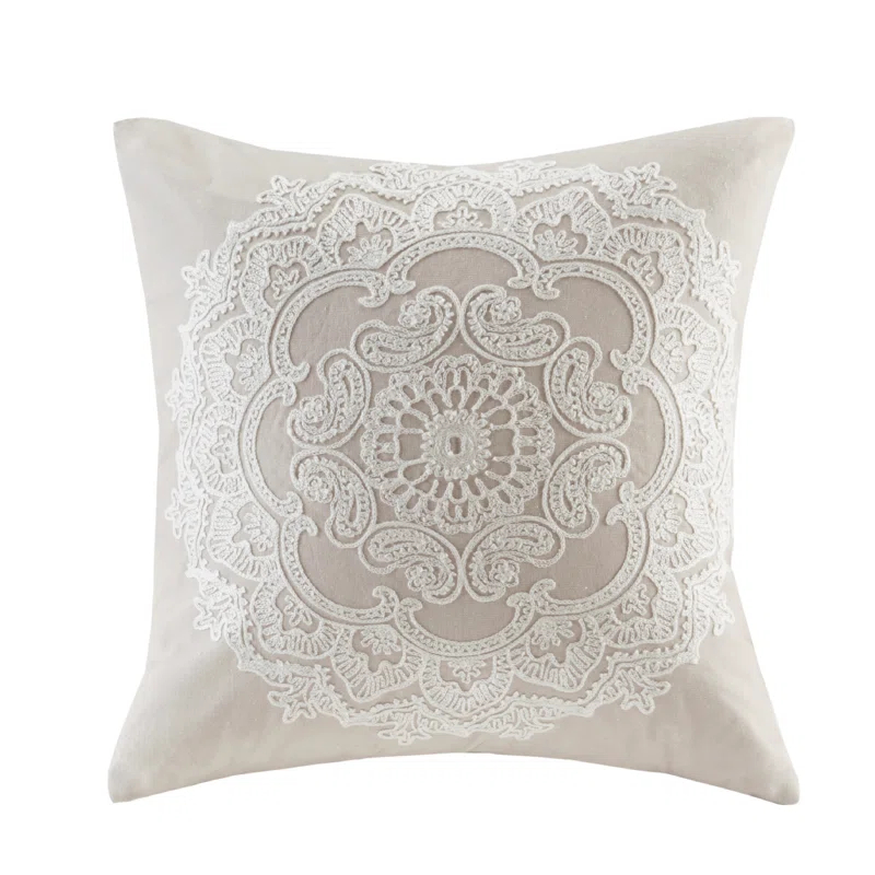 Suzanna Embroidered Cotton Square Pillow