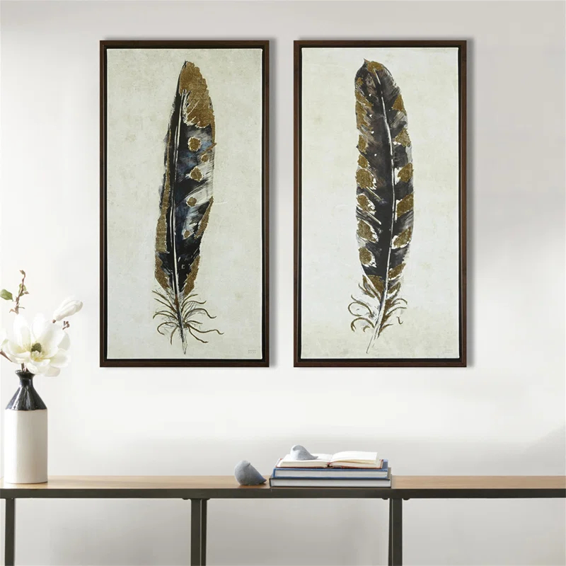 HLILish Gold Foil 2-Piece Canvas Wall Art Set