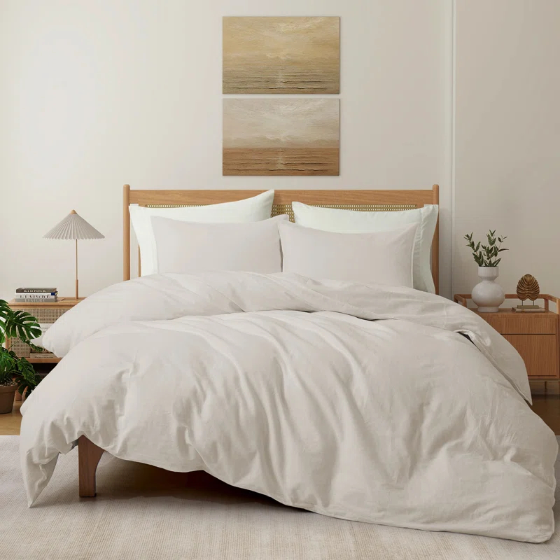 Peace Nest Linen and Cotton Duvet Cover with Pillowcase