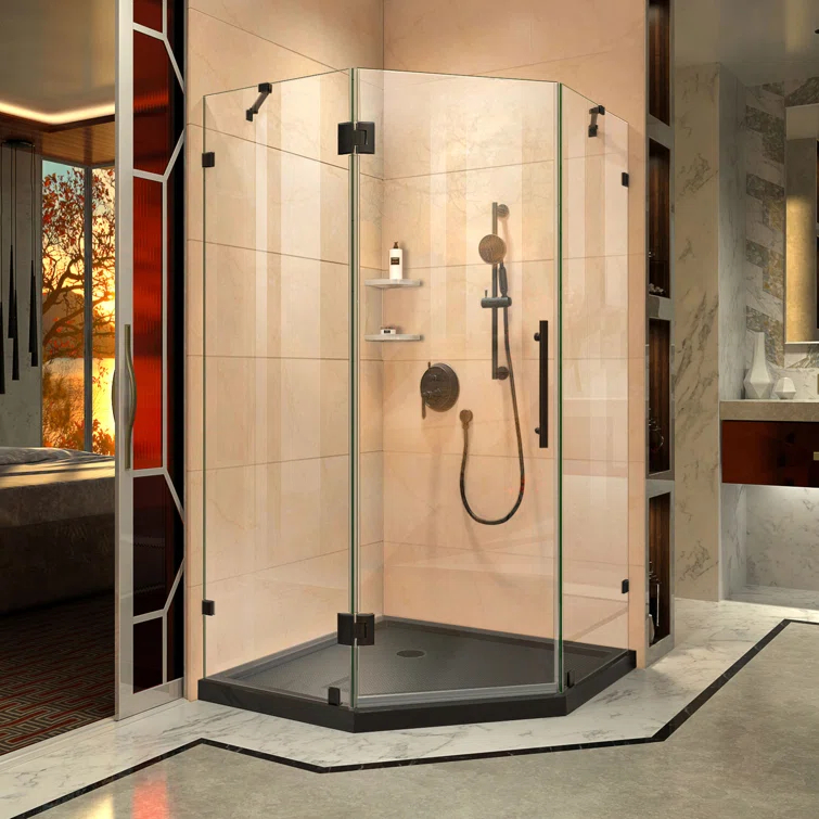 DreamLine Prism Lux 36" W x 36" D x 74.75" H Frameless Neo-Angle Shower Enclosure with Base Included DL-6050-88-09