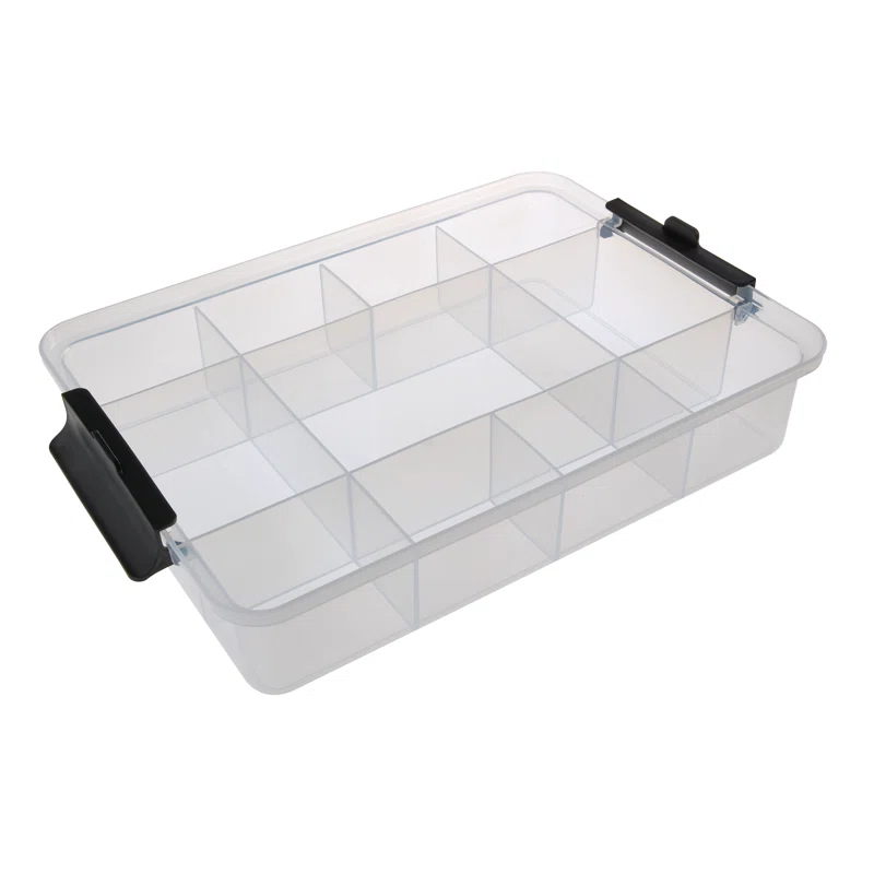 Farberware Farberware Snacklebox 11-Compartment Organizer with Plastic Locking Lid and Black Handles, 11x16 Inches