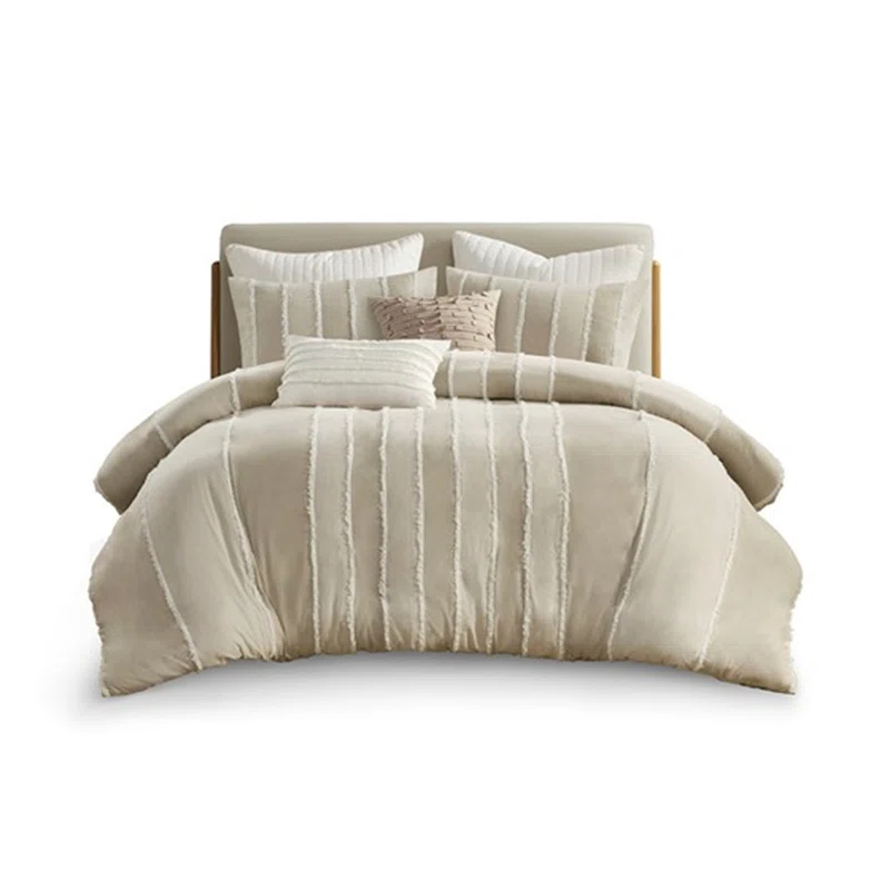 INK+IVY Shay 3 Piece Striped Cotton Duvet Cover Set