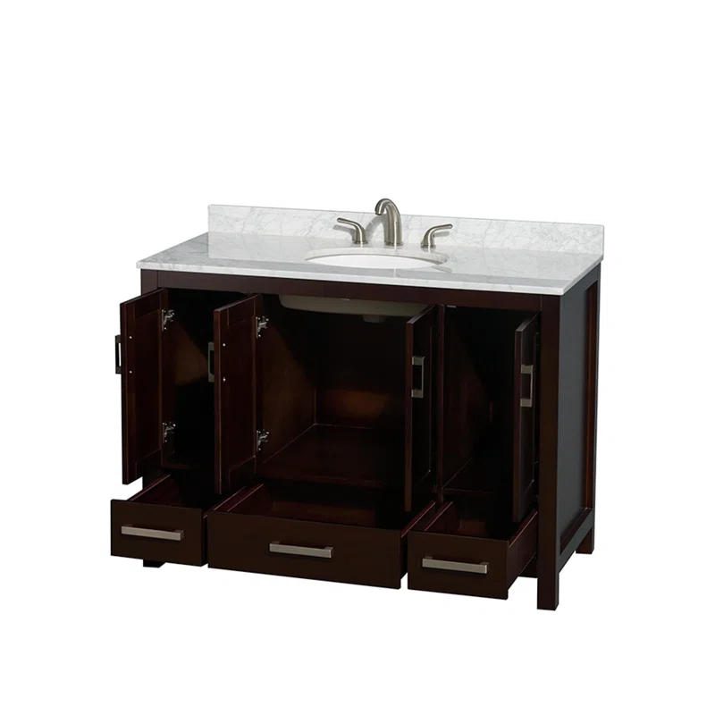Wyndham Collection Sheffield 48" Freestanding Single Bathroom Vanity with Marble Top