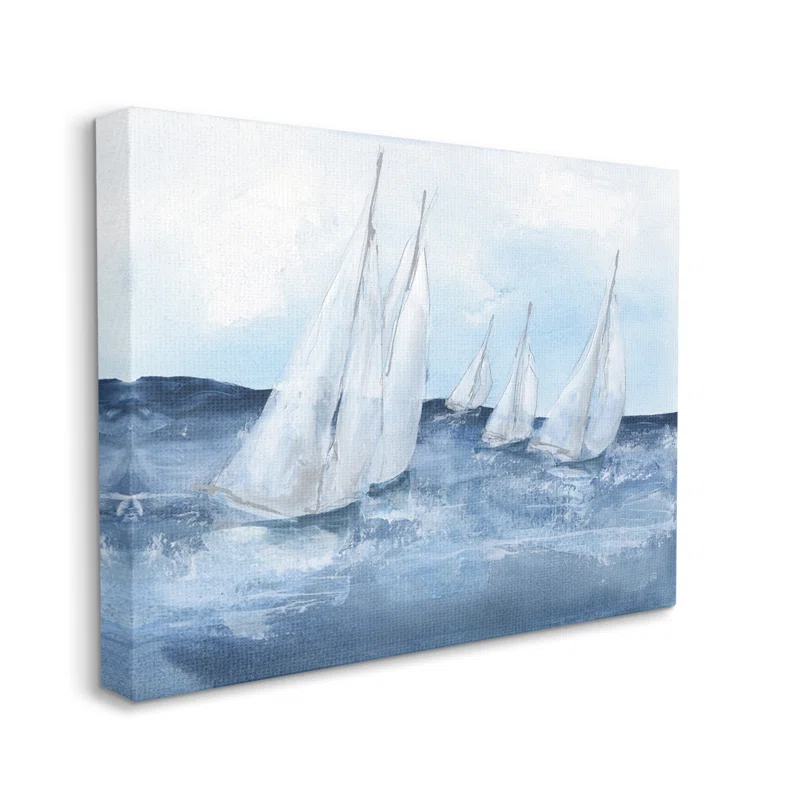 Stupell Industries " White Sailboats Coasting Ocean Waters Blue Tide " by Chris Paschke