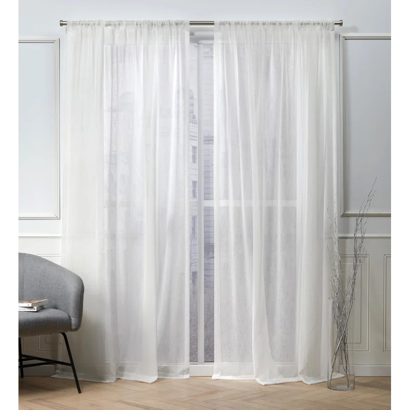 Nicole Miller Nicole Miller Belfry Sheer Rod Pocket Top Curtain Panel (Set of 2)