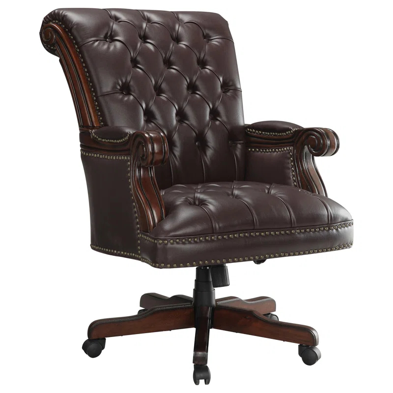 Crafters and Weavers Elegant Design - Calloway Upholstered Executive Office Desk Chair Dark Brown
