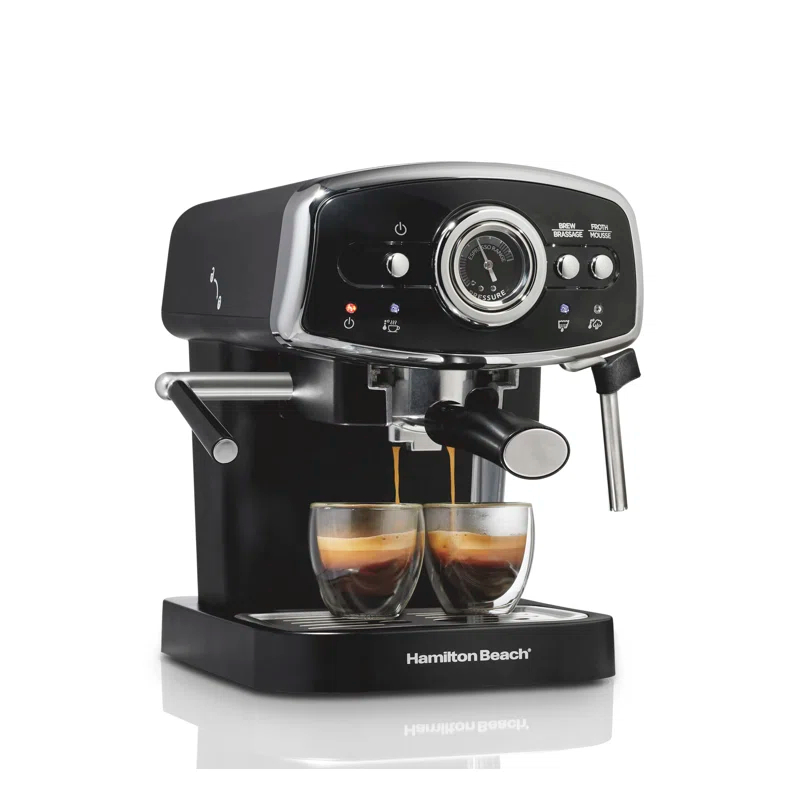 Hamilton Beach Hamilton Beach Slide & Lock Espresso Maker 15 Bar Pump Black With Chrome Accents