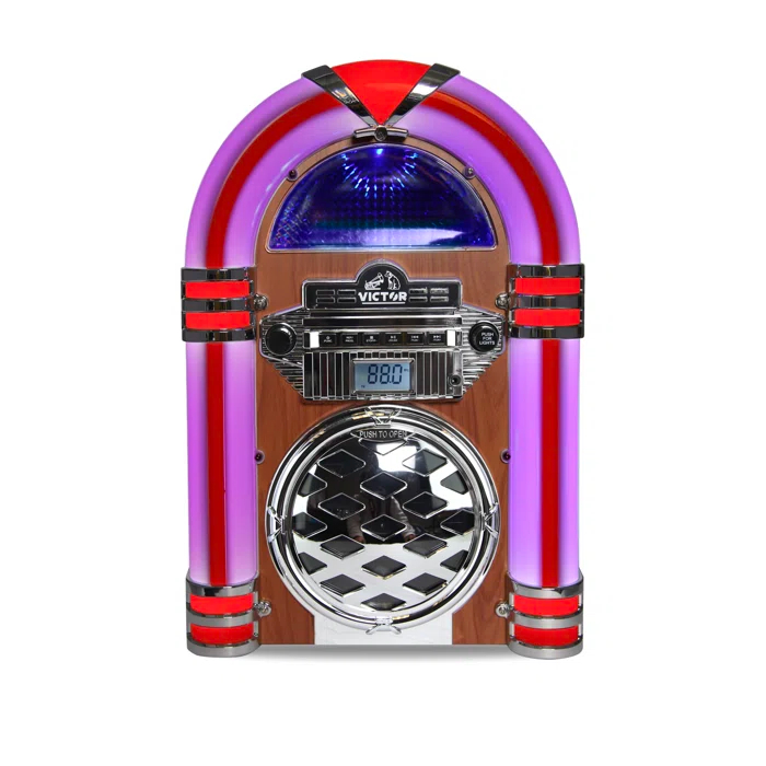 Victor Bluetooth CD Jukebox Speaker with FM Radio & Multicolor LED Lighting