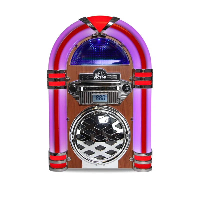 Victor Bluetooth CD Jukebox Speaker with FM Radio & Multicolor LED Lighting