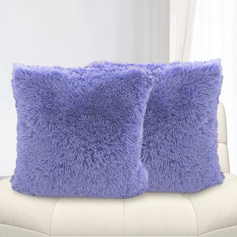 Cheer Collection Faux Fur Throw Pillow (Set of 2)
