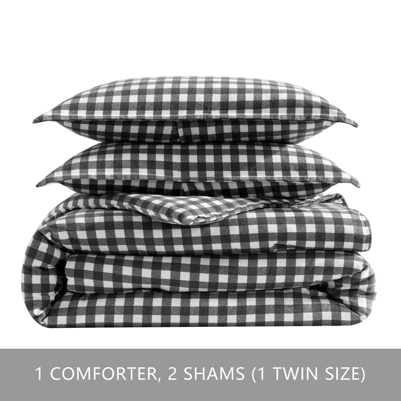 Eddie Bauer Eddie Bauer Preston Grey Cotton Flannel Reversible Comforter Set