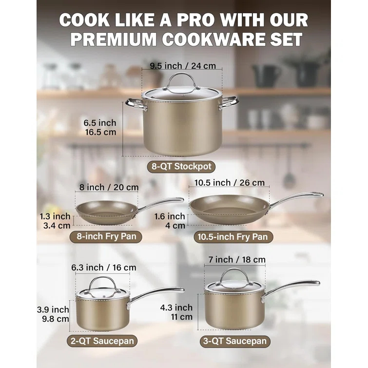 Cooks Standard 8 - Piece Non-Stick Anodized Aluminum Cookware Set