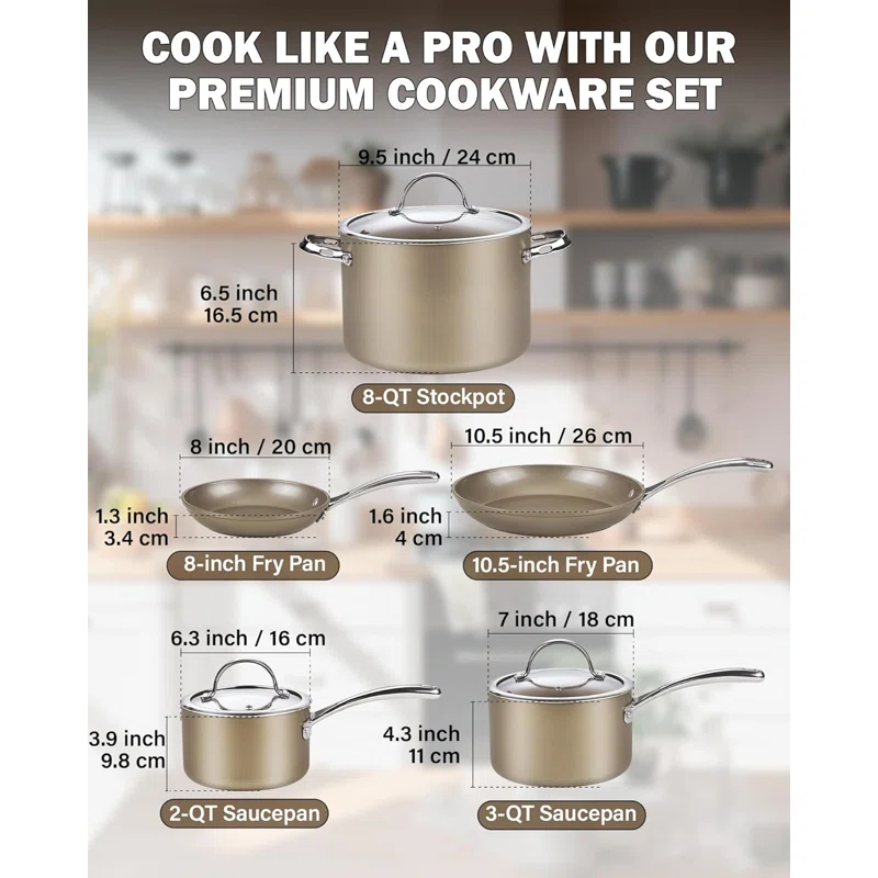 Cooks Standard 8 - Piece Non-Stick Anodized Aluminum Cookware Set