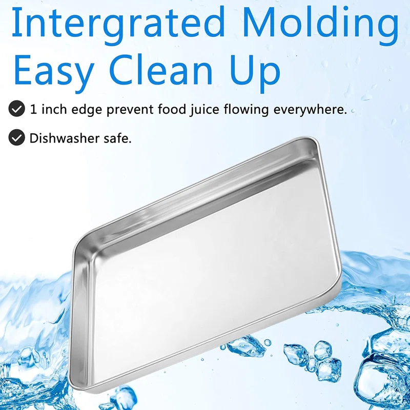 Anadea Baking Sheets Set Of 5, Stainless Steel Baking Pan Tray Cookie Sheet, Size 10 X 8 X 1 Inch, Non Toxic & Healthy, Rust Free & Easy Clean | Wayfair