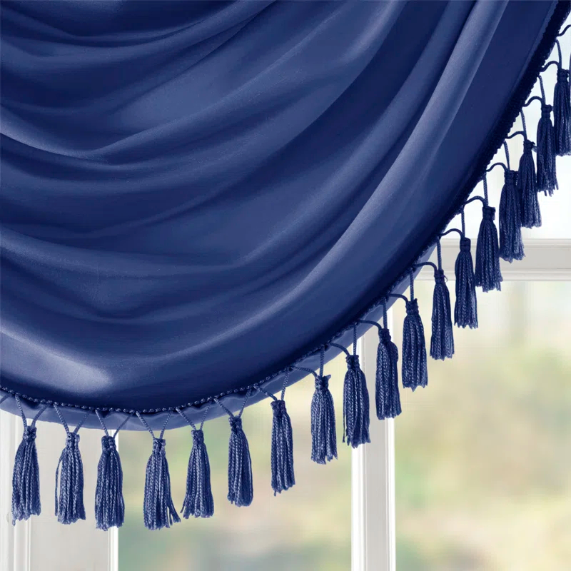 Madison Park Elena Faux Silk Waterfall Embellished 38'' W Window Valance