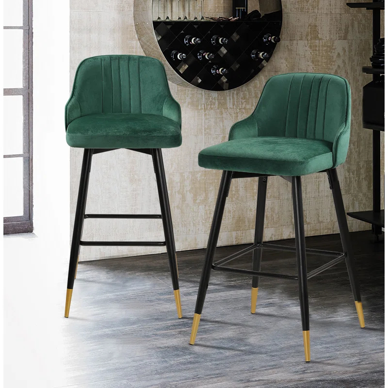 Swivel Velvet Upholstered Counter & Bar Stool (Set of 2)