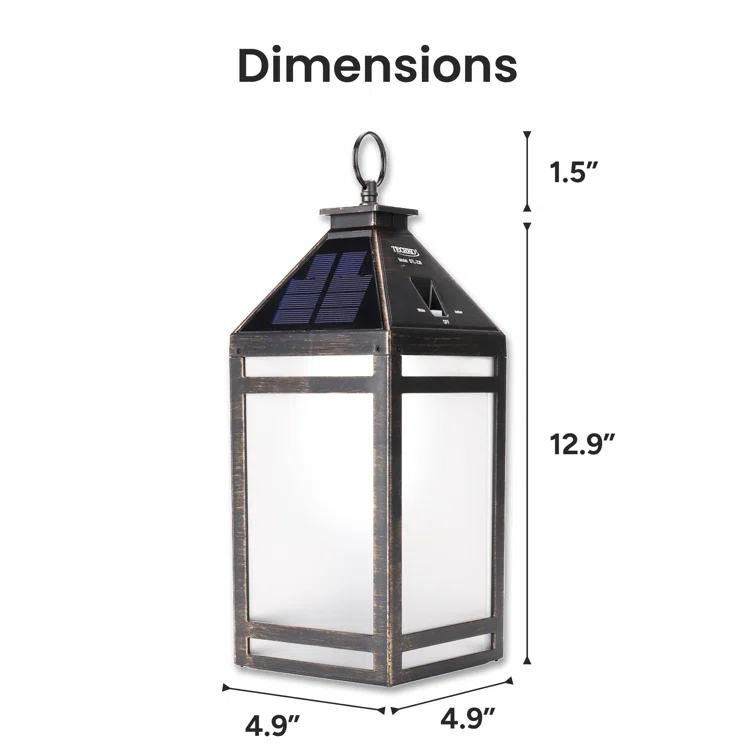 Techko 12.88 Outdoor Vintage Solar LED Lantern with Auto Dawn-to-Dusk Sensor