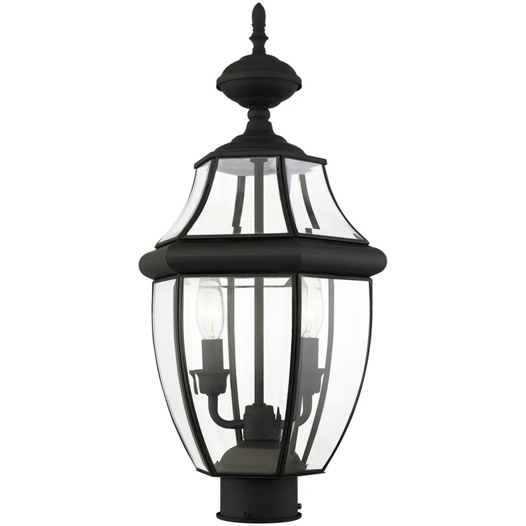 Lighting Lumens 2 Light Verdigris Outdoor Post Lantern Pendant - Clear Beveled Glass Shade